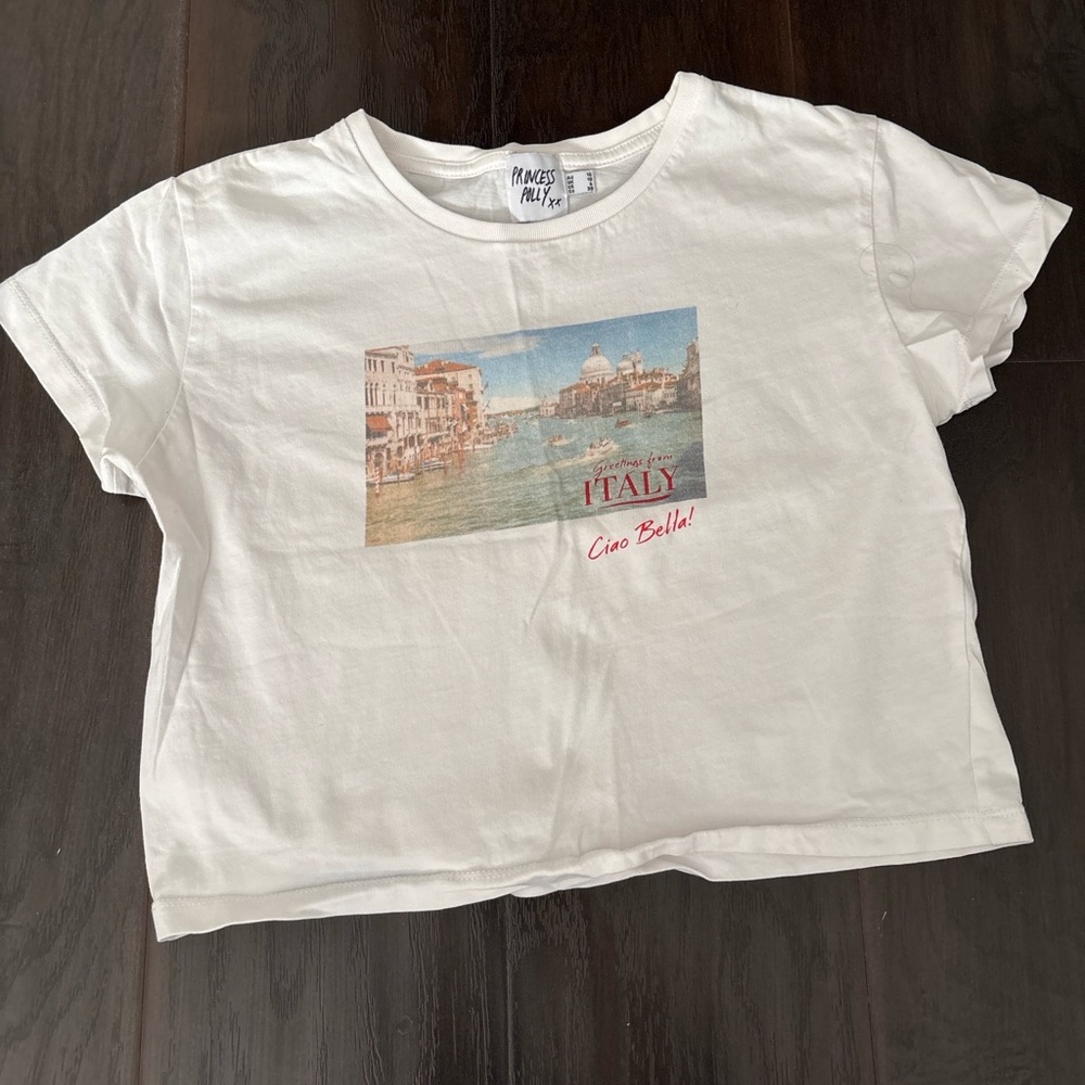 Princess Polly White Tee with Italy Graphic
